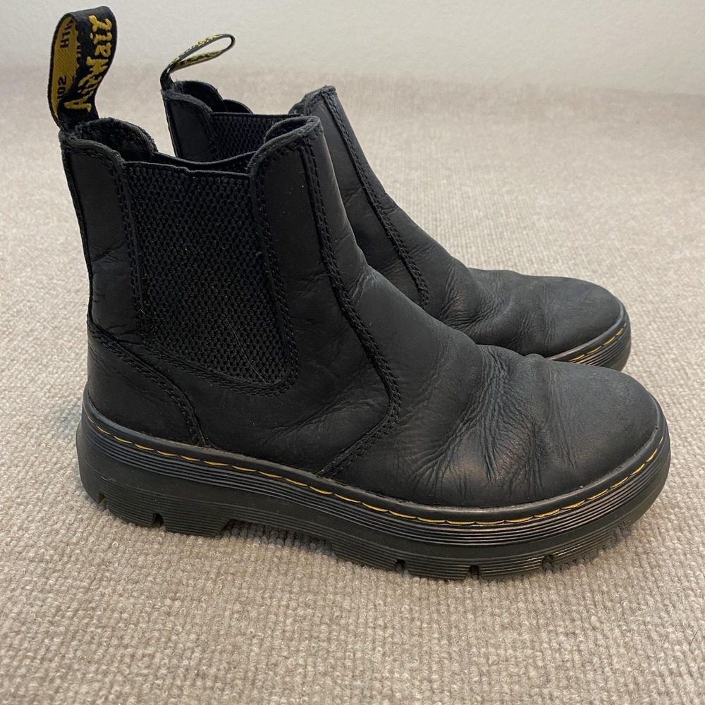 Dr. Martens Embury Boots Womens Size 6 Black Leather Chelsea Ankle Lug Sole Y2K